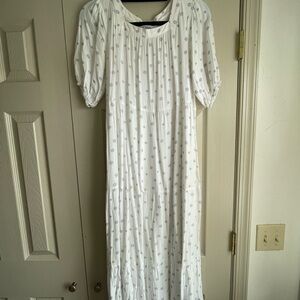 Polagram White and Blue Long Sleeve Dress